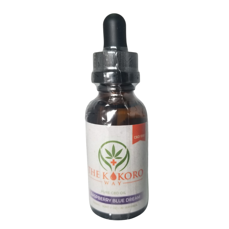 Vegan and made in the USA CBD oil raspberry blue dream flavor - natural relief for your mind and body